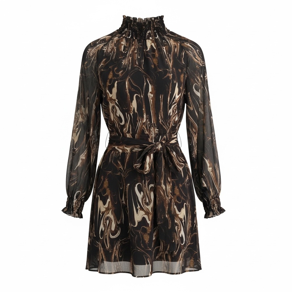 Banana Republic Black and Brown Long Sleeve Dress